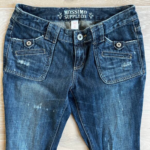 Mossimo Supply Co Distressed Low-Rise Flare Jeans Juniors sz 9 y2k - Picture 3 of 4